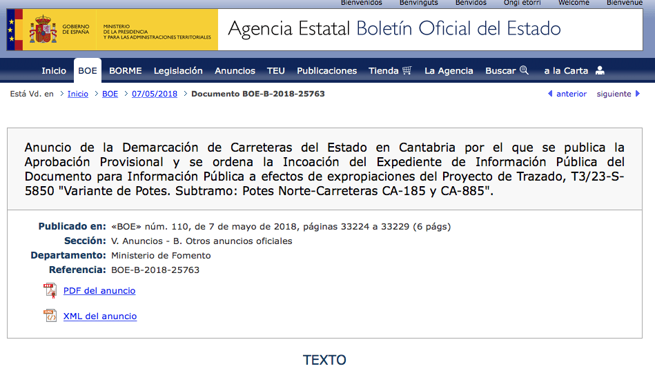 expropiaciones en Potes, Cillorigo de Liébana y Camaleño por obras de la variante de Potes