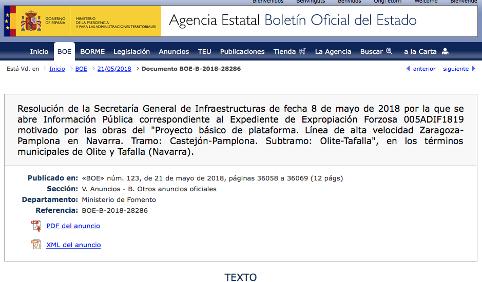 afectados por las expropiaciones del AVE en Olite y Tafalla