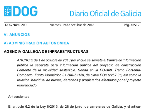 expropiaciones en Poio por la construcción de una senda peatonal