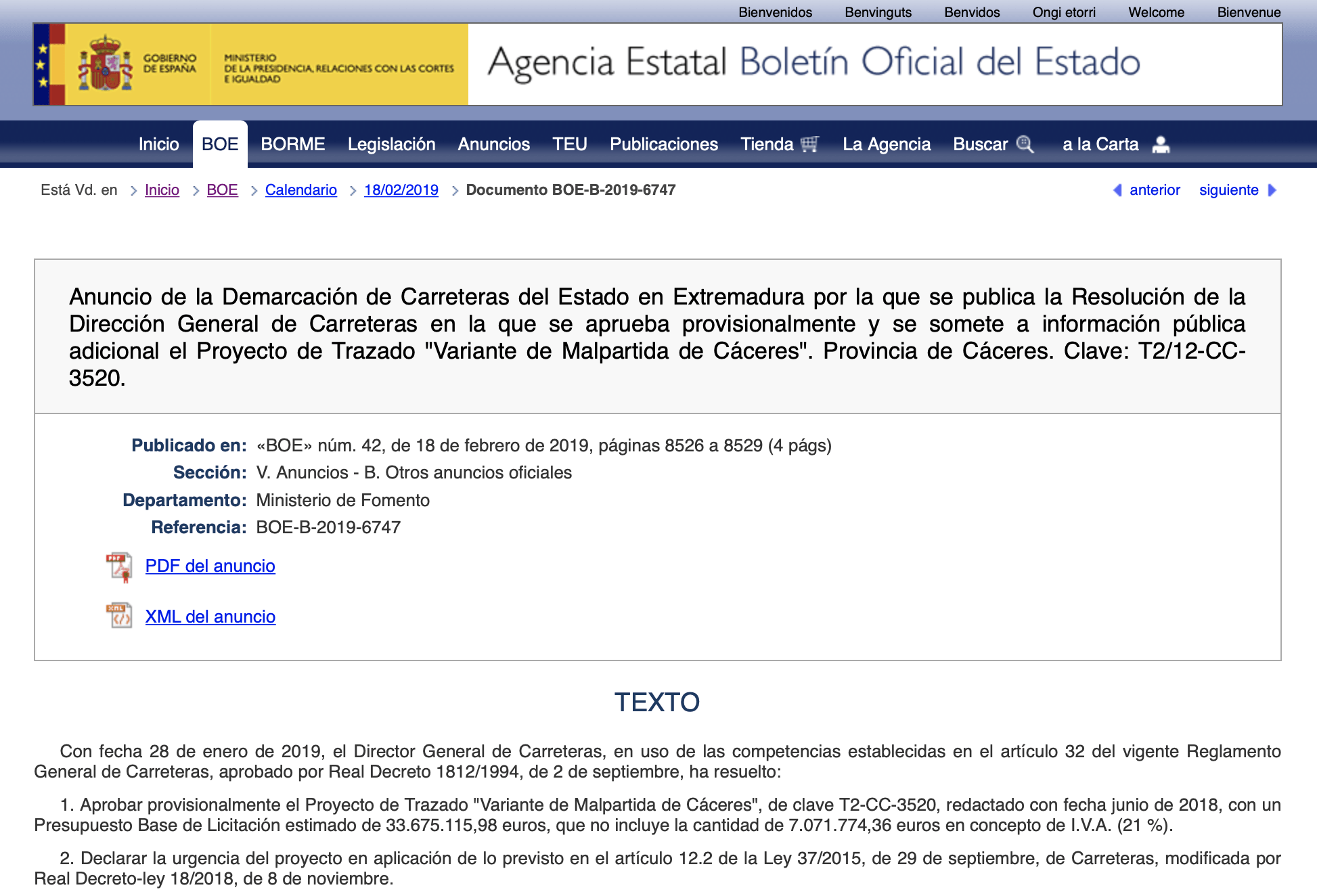Expropiaciones por la variante de Malpartida de Cáceres