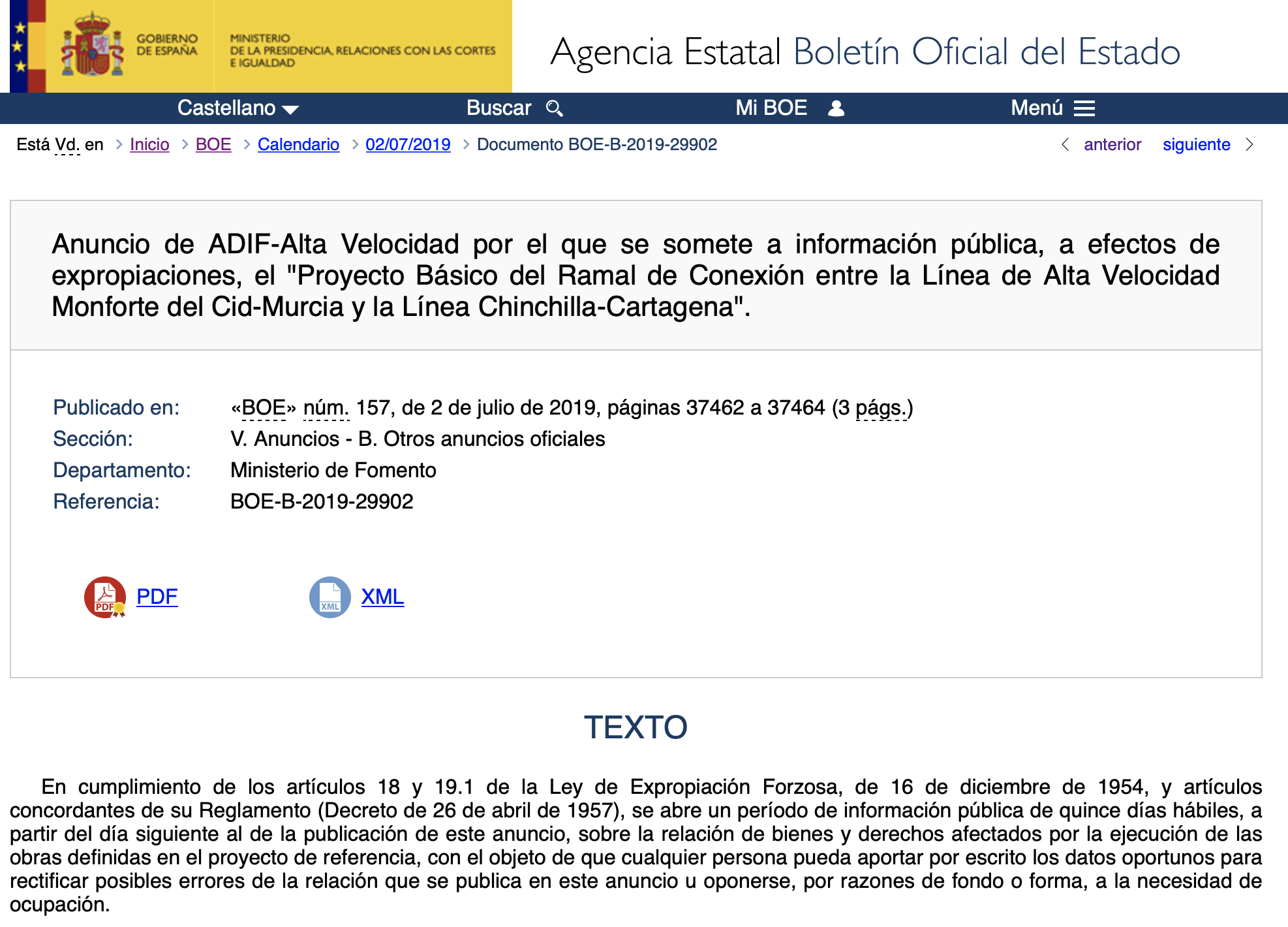Numerosas expropiaciones en Murcia