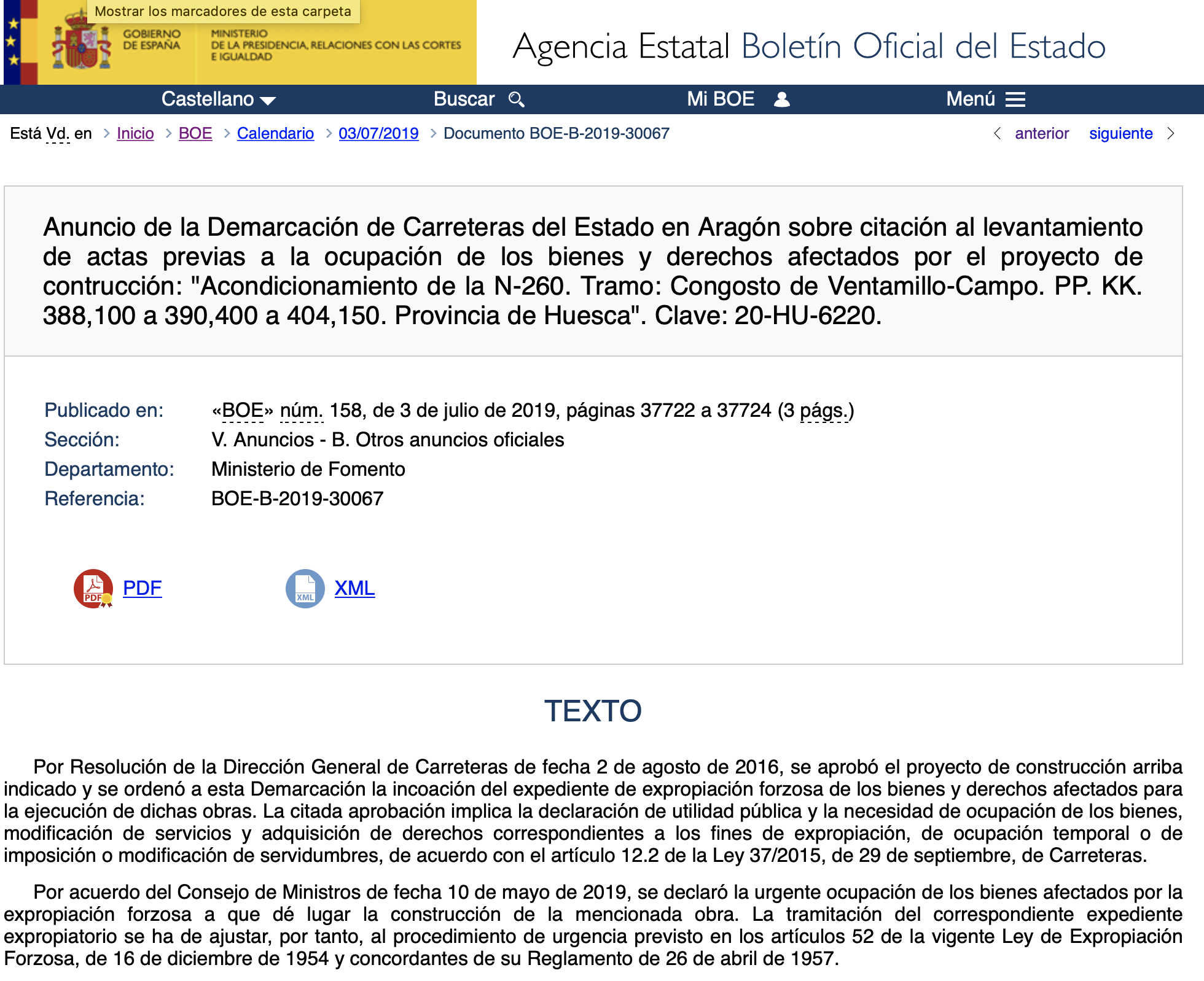 Expropiaciones en Campo y Seira