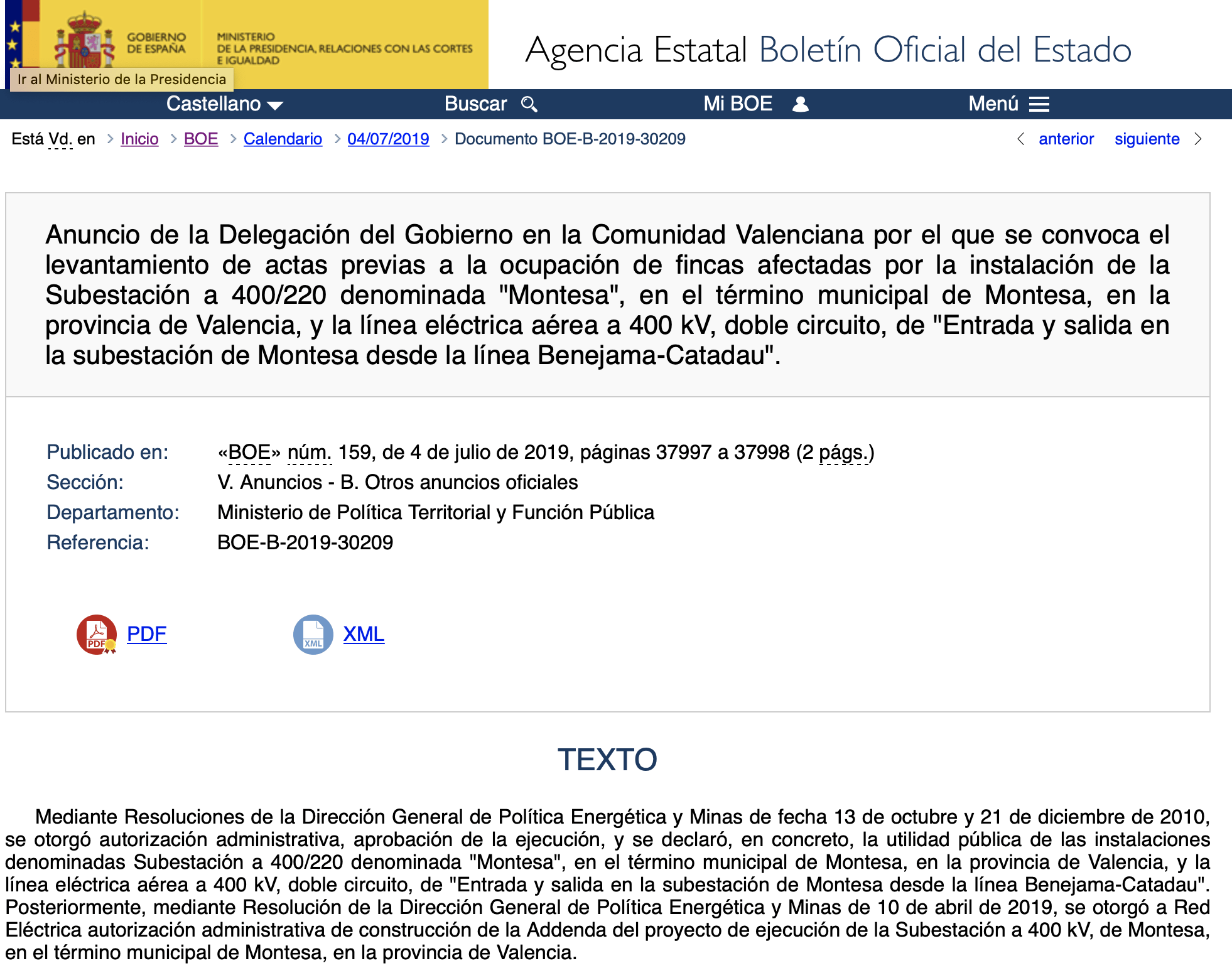Expropiaciones en Montesa