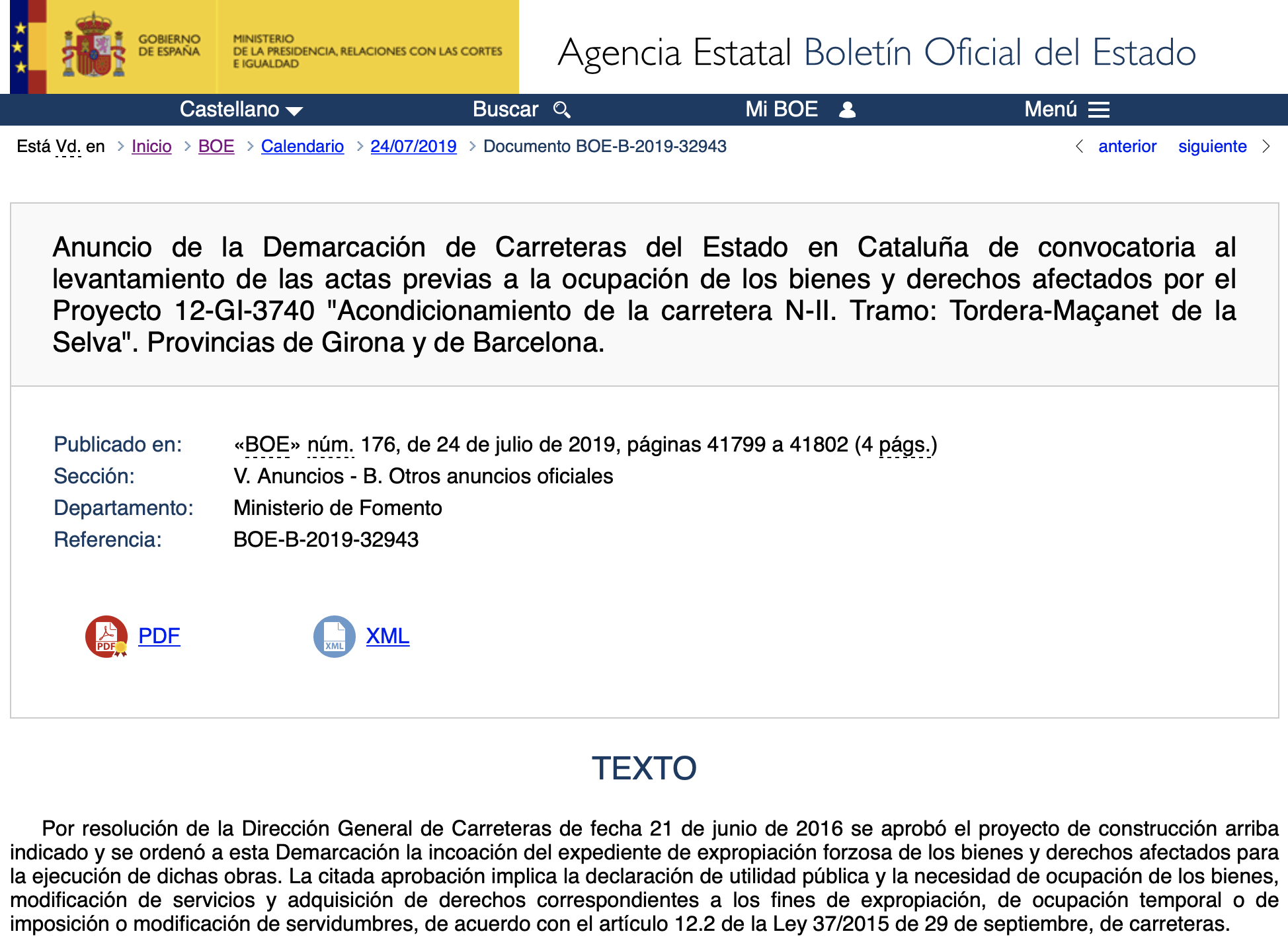 expropiaciones en Tordera y Maçanet de la Selva