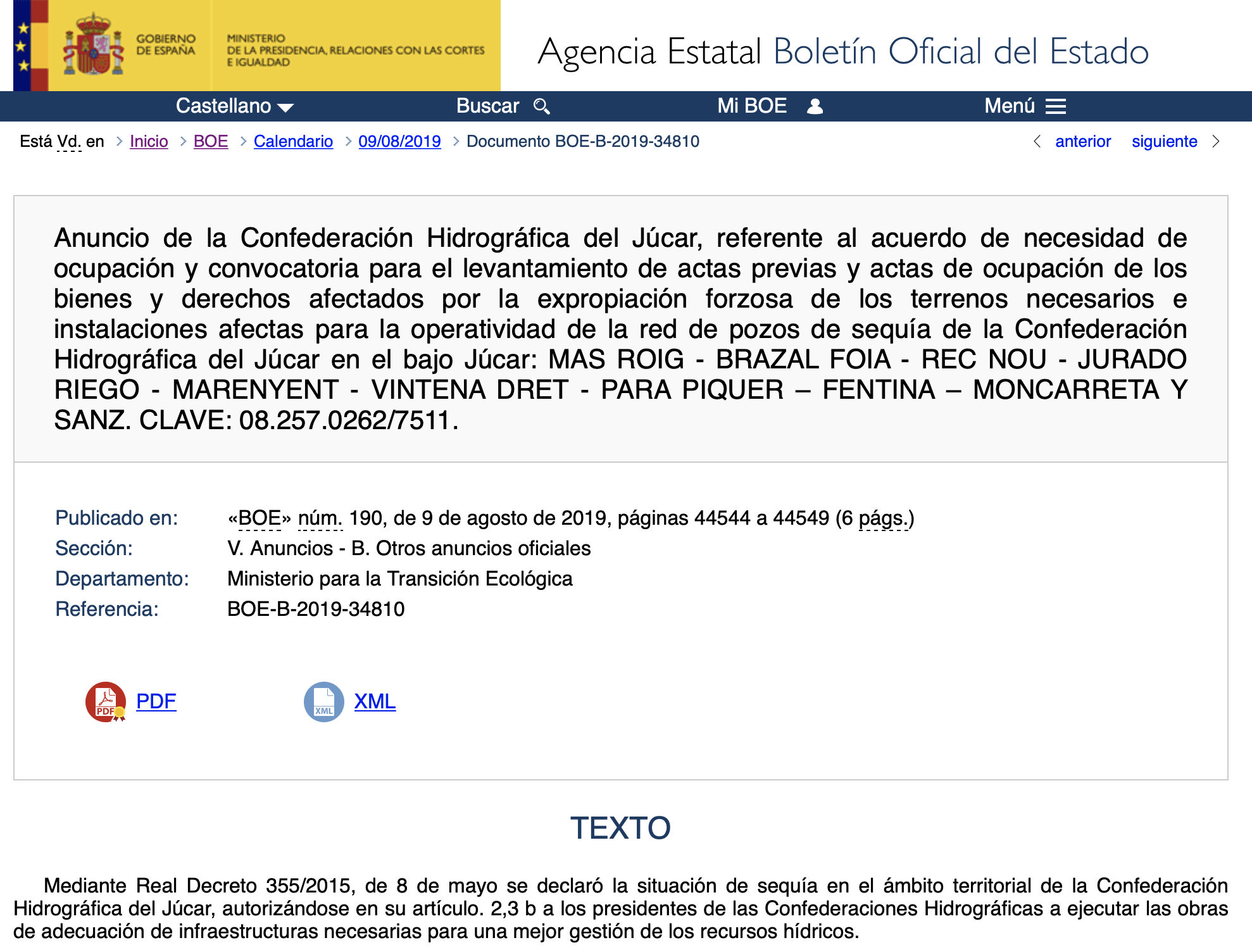 Expropiaciones en el Bajo Júcar