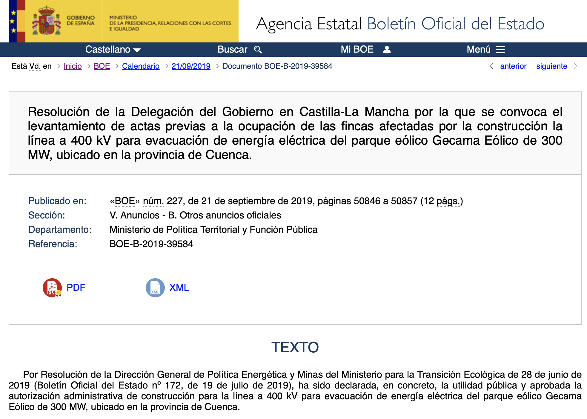 Expropiaciones en varios municipios de Cuenca