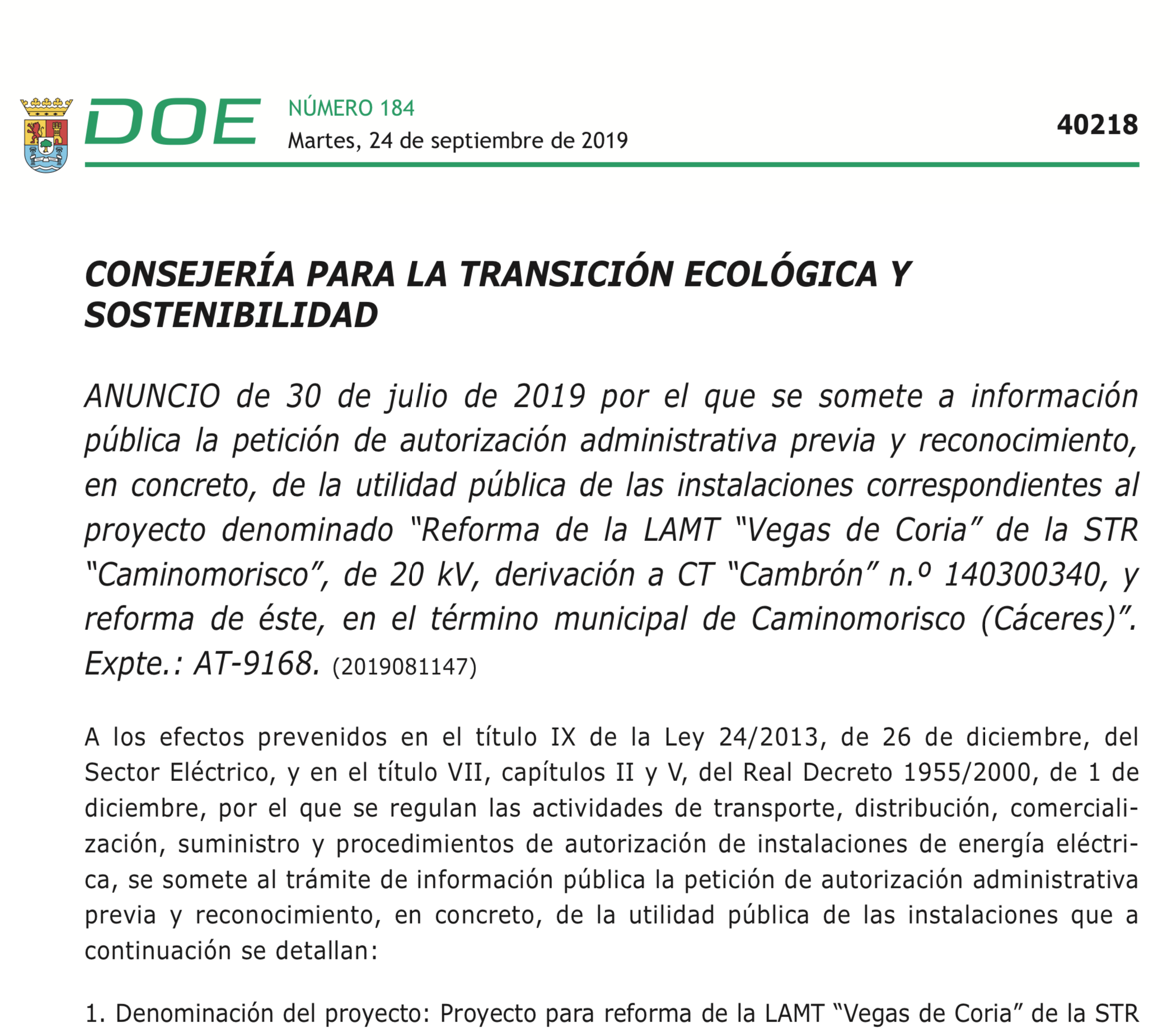 Expropiaciones en Caminomorisco