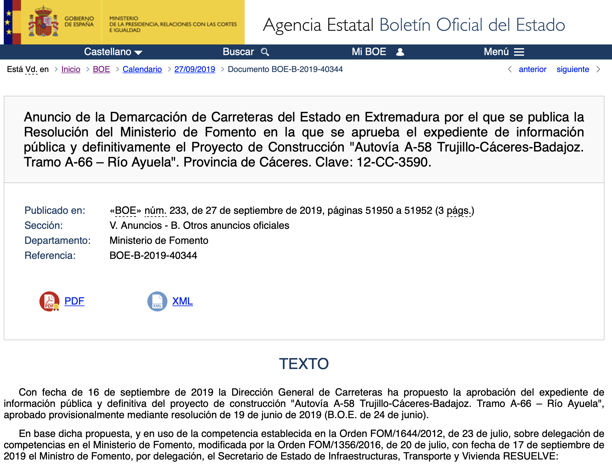 Autovía A58 Trujillo Cáceres Badajoz y sus expropiaciones