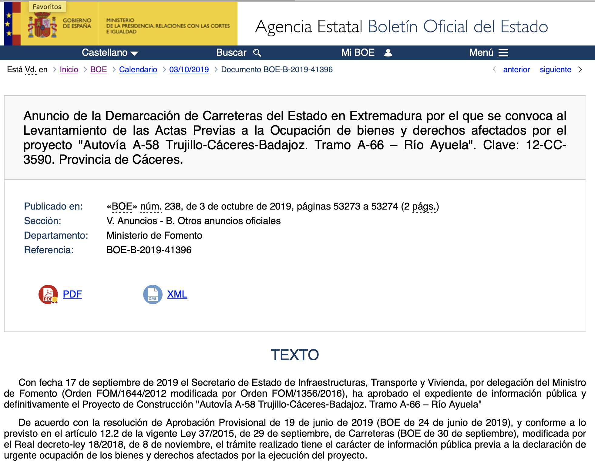Expropiaciones en el municipio de Cáceres