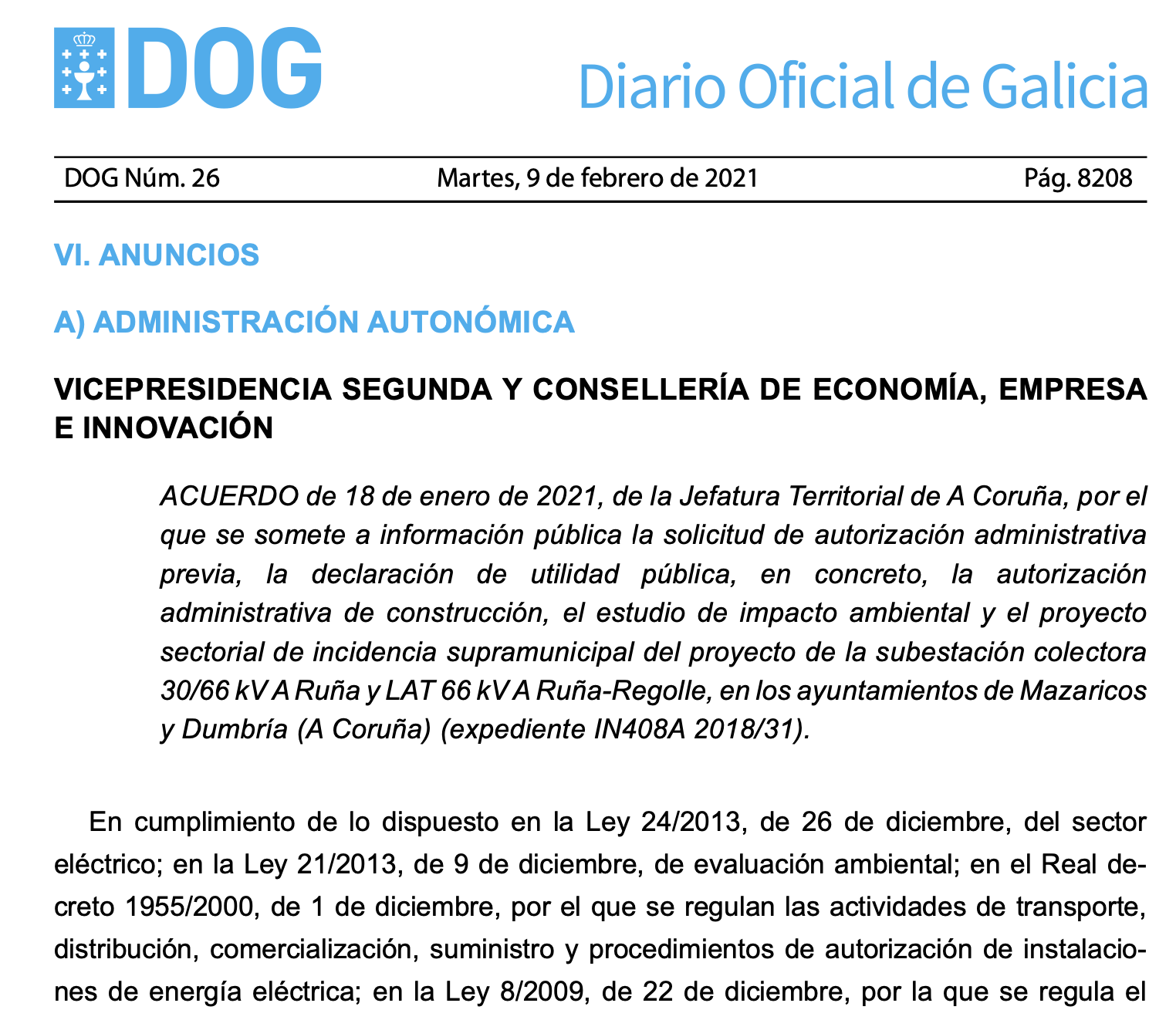 Expropiaciones en Mazaricos y Dumbría