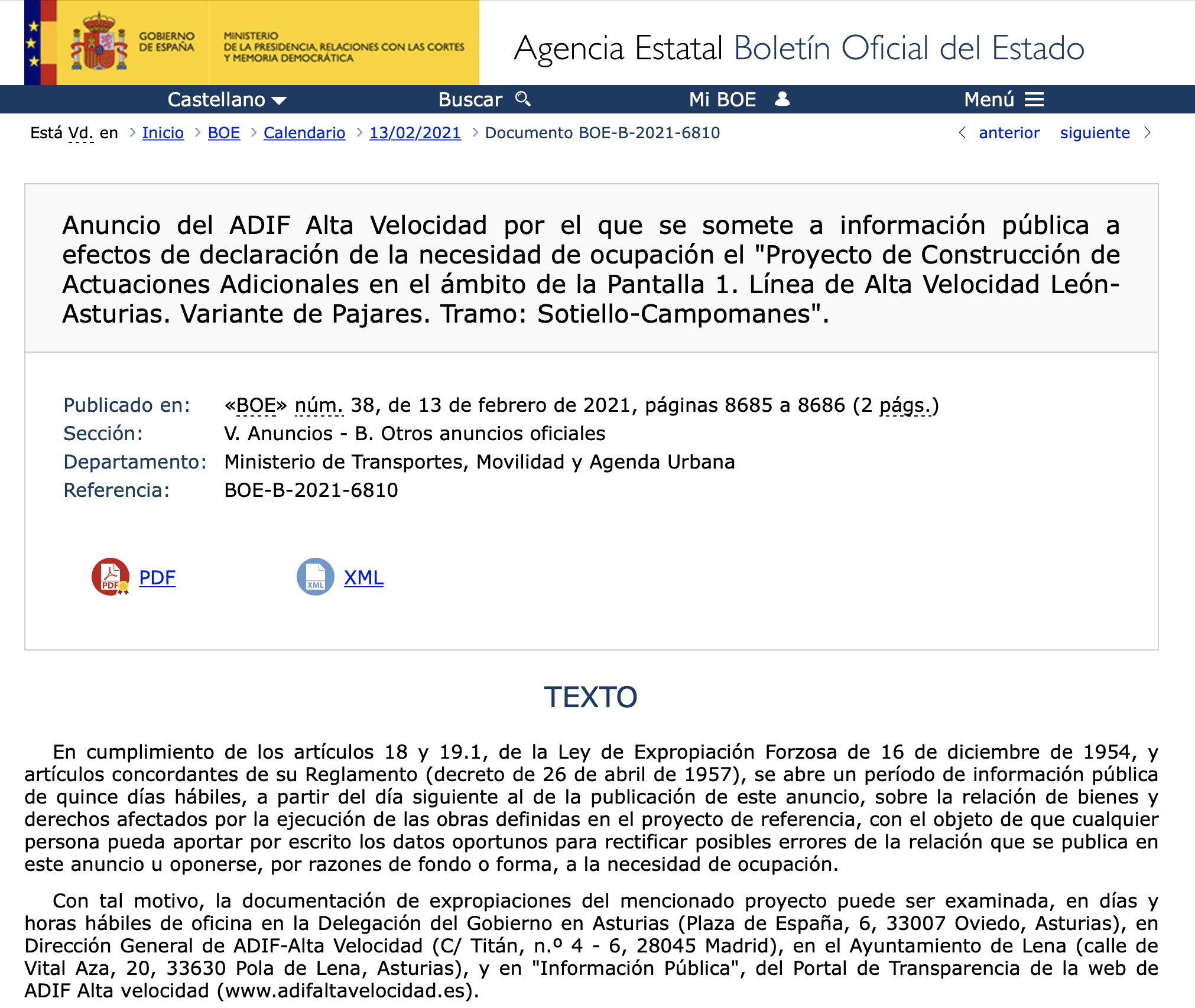 Expropiaciones en Lena Asturias