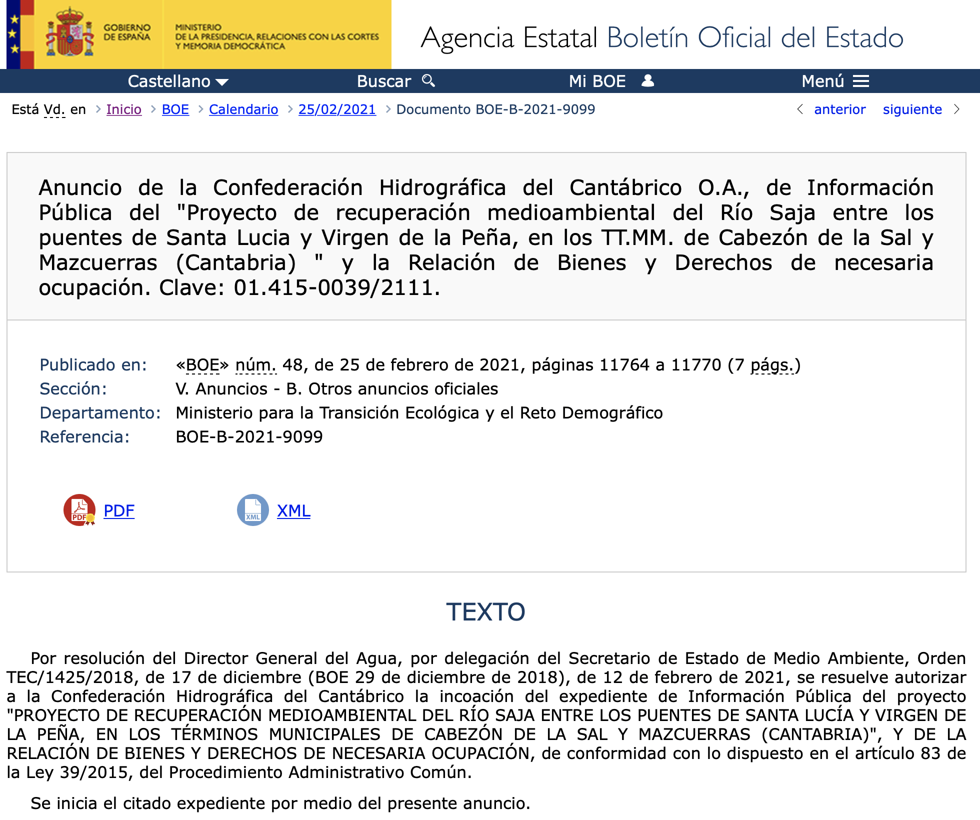 Expropiaciones en Mazcuerras y Cabezón de la Sal