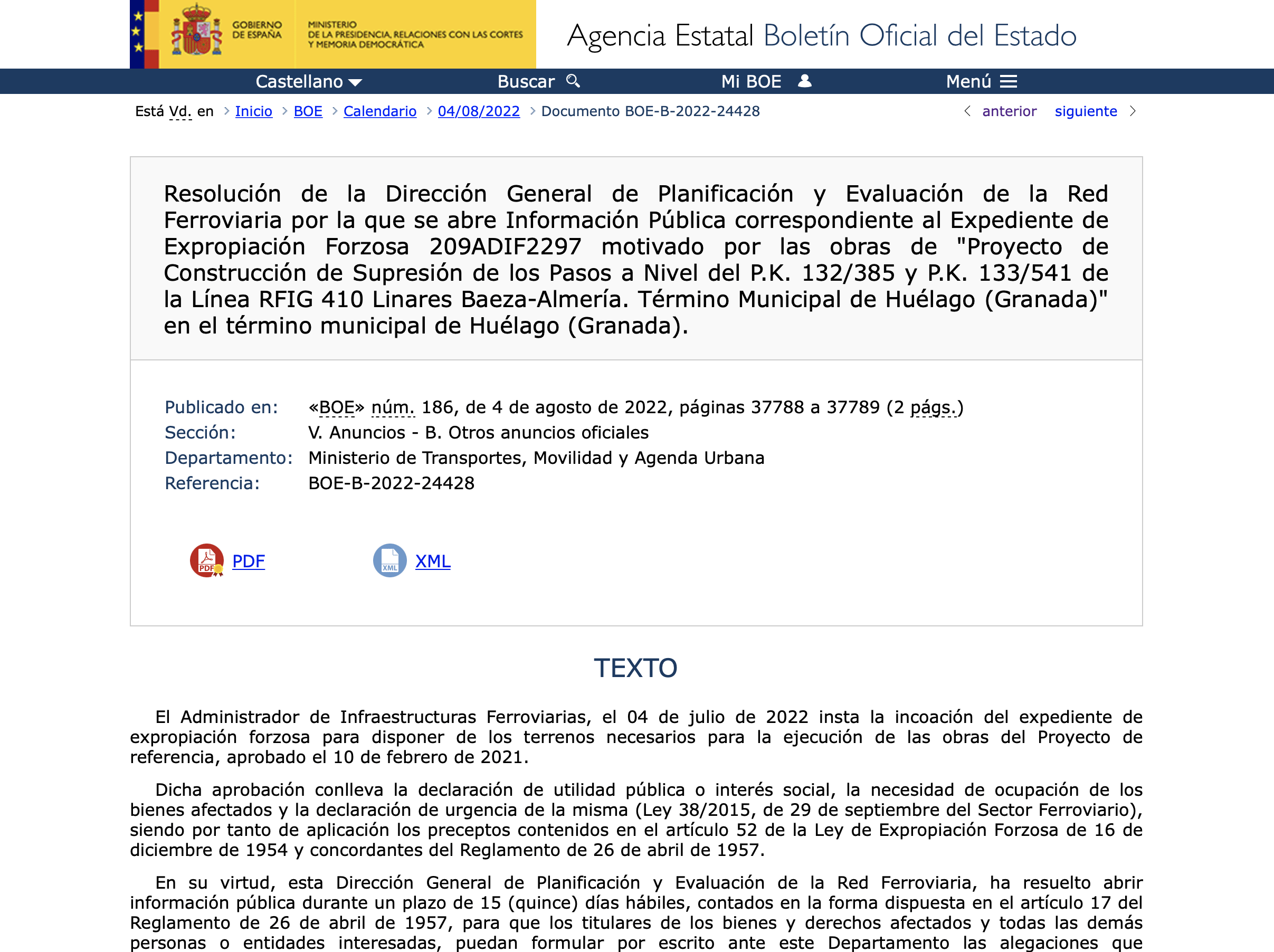 Expropiaciones en Huélago Granada