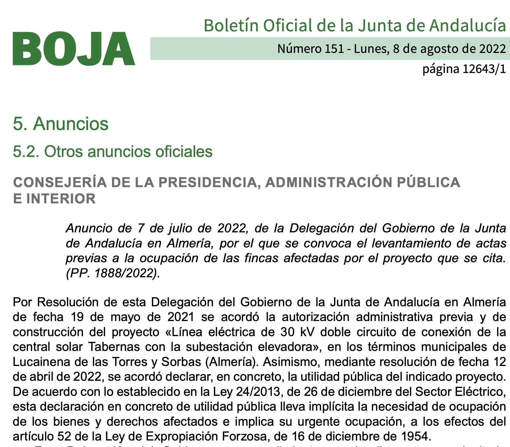 Expropiaciones en Lucainena de las Torres