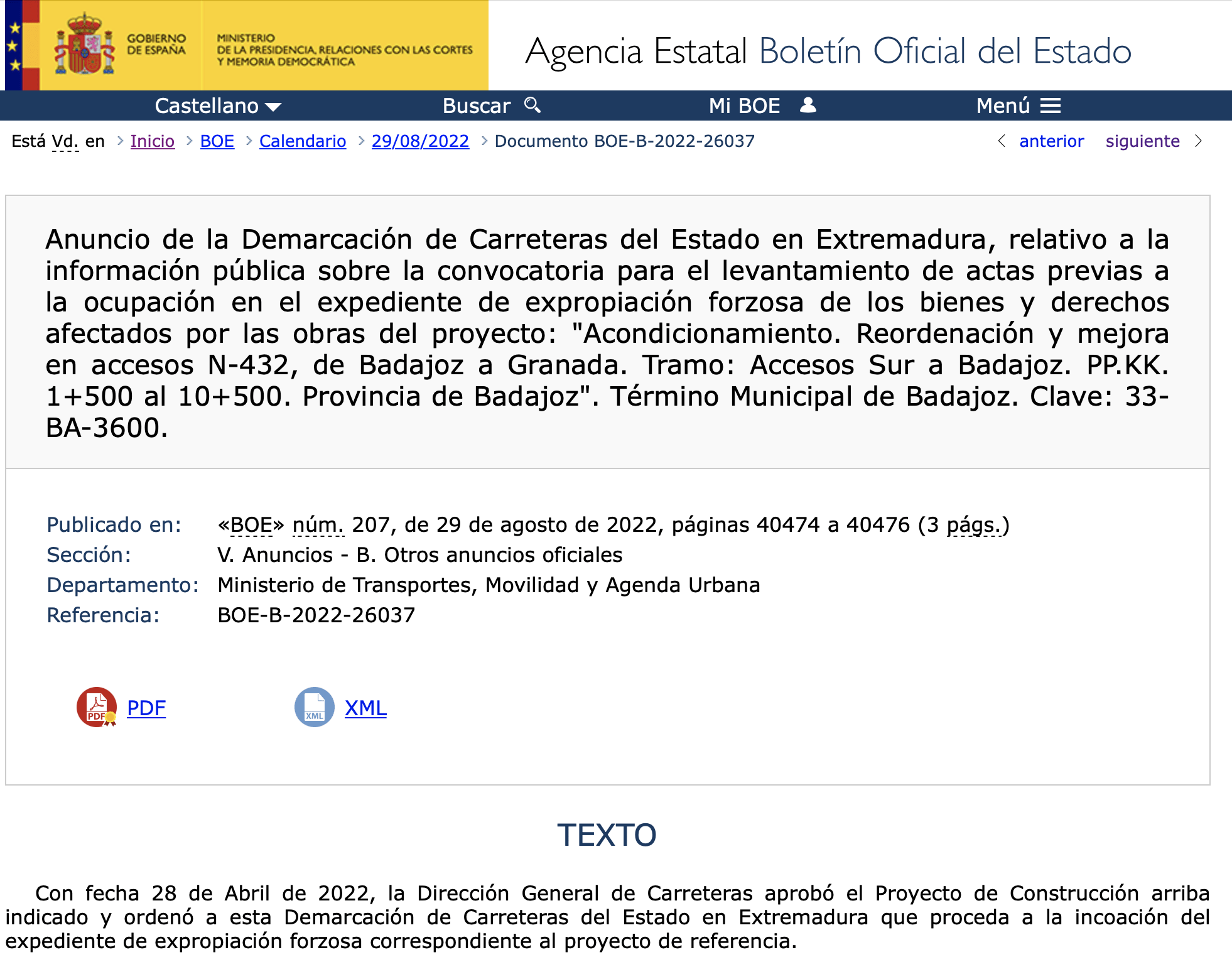 Expropiaciones en el municipio de Badajoz