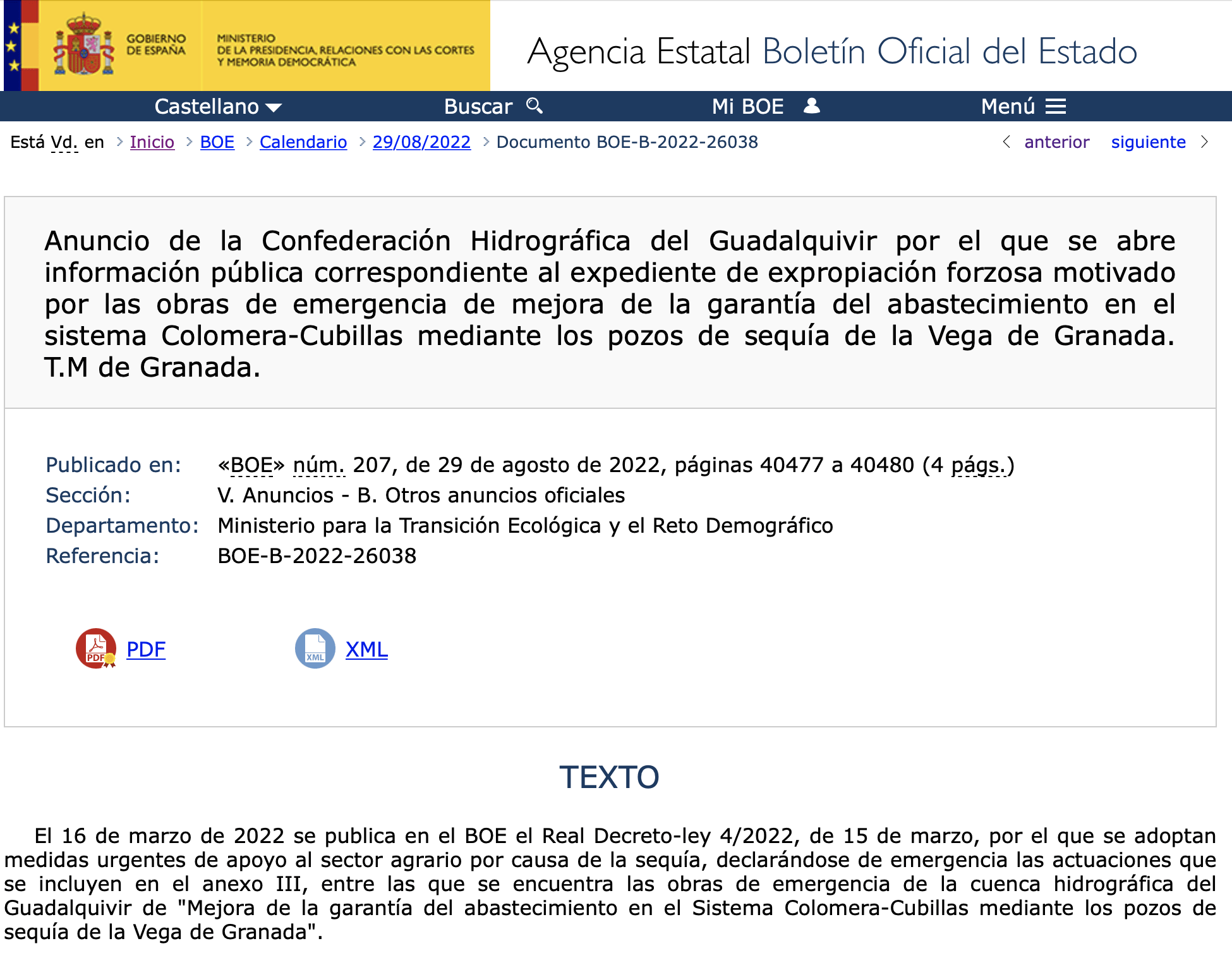 Expropiaciones en el municipio de Granada