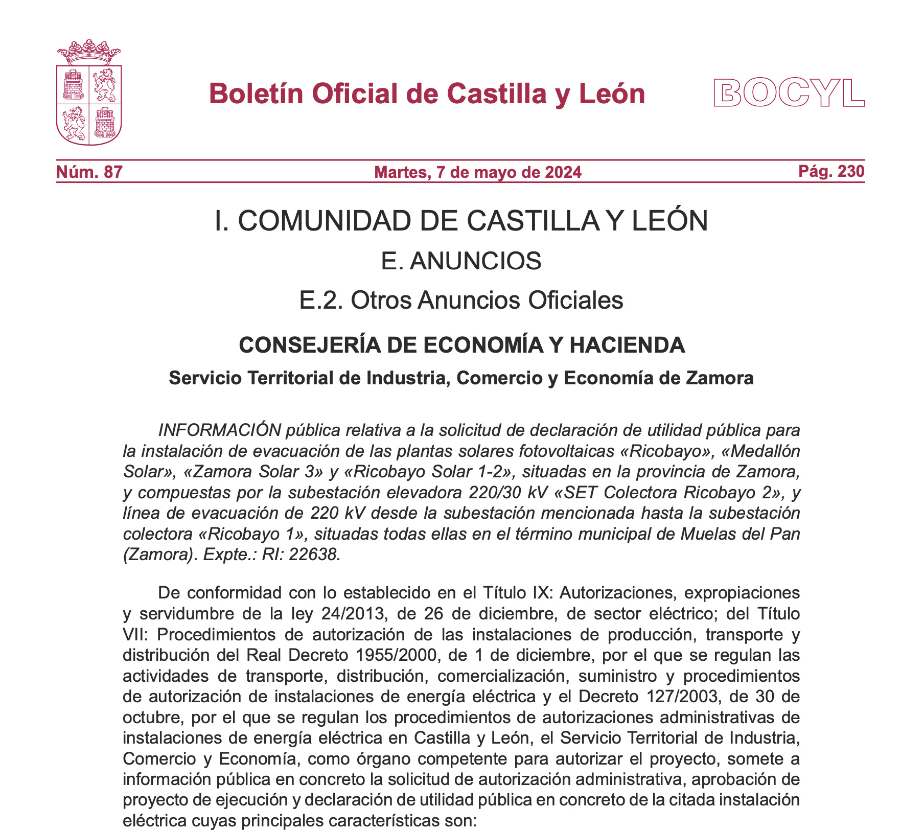 Expropiaciones en Muelas del Pan (Zamora)