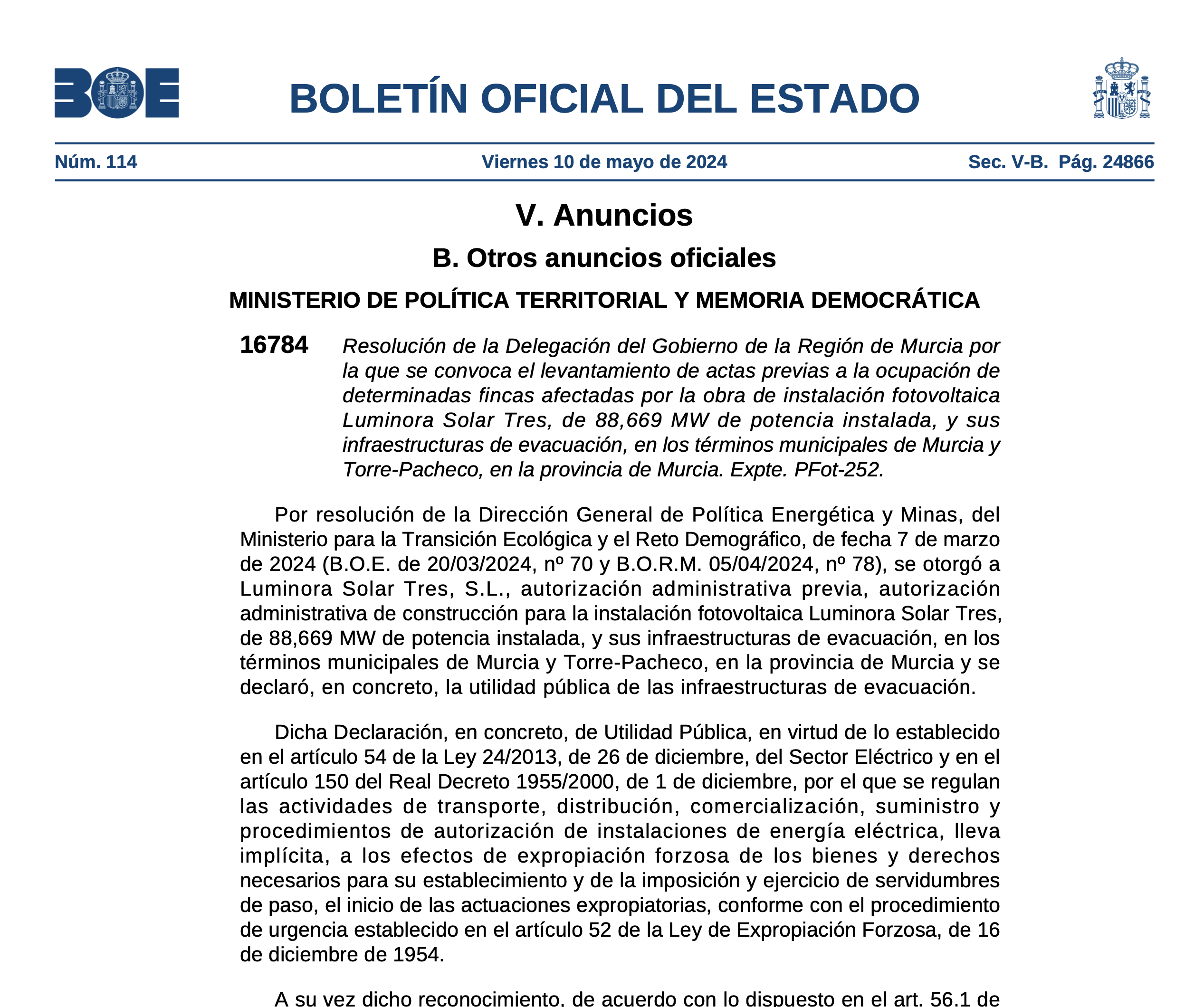 Expropiaciones en Murcia y Torre-Pacheco