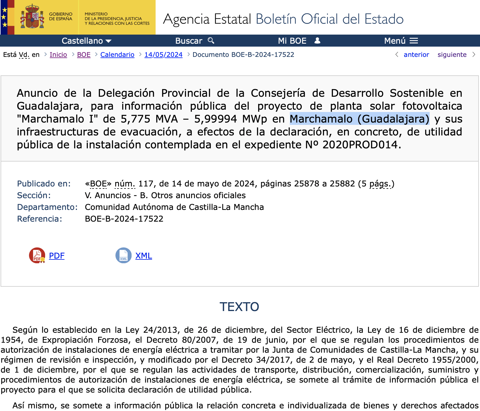 Expropiaciones en Marchamalo (Guadalajara)
