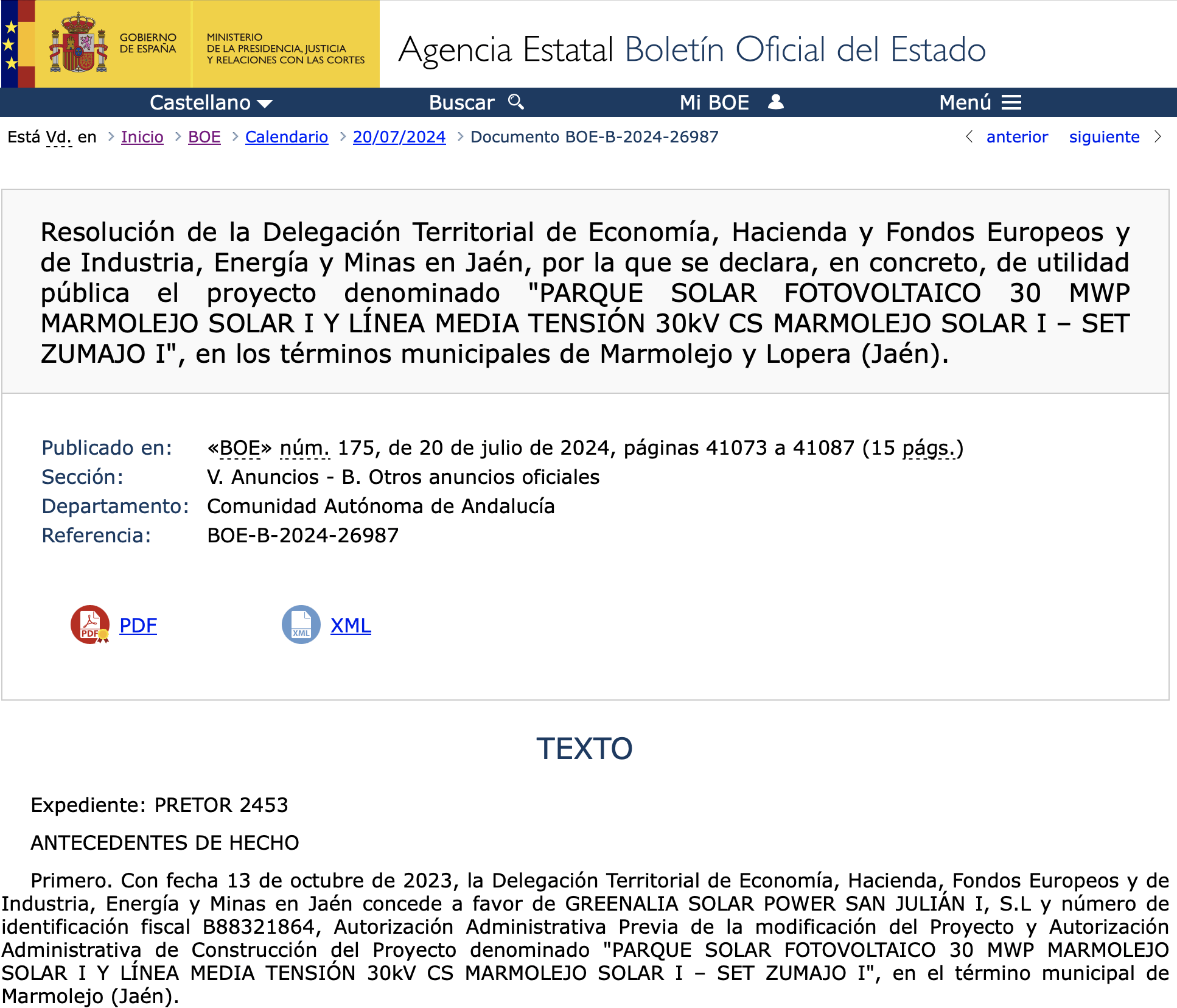 Expropiaciones en Marmolejo y Lopera (Jaén)