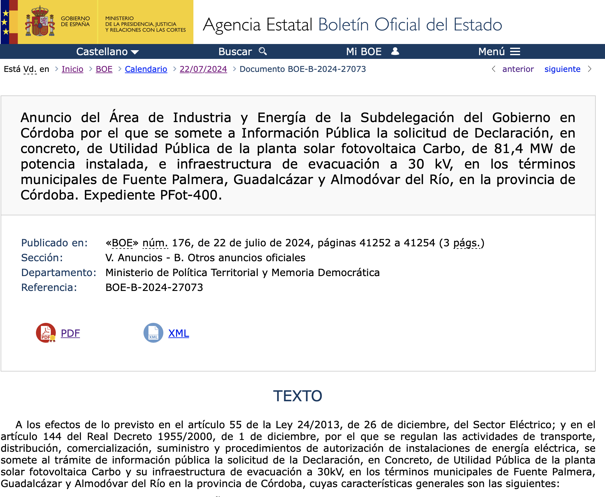 Expropiaciones en la provincia de Córdoba