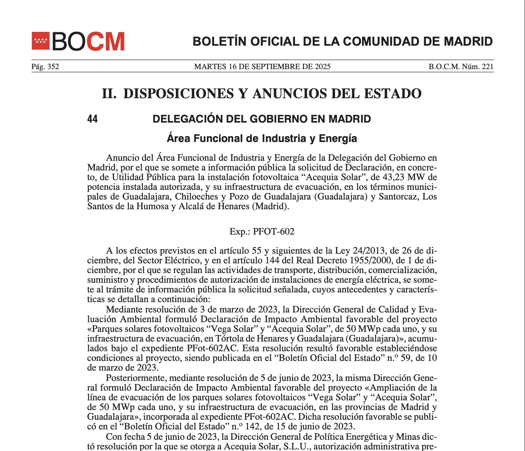 Expropiaciones en Guadalajara y Madrid