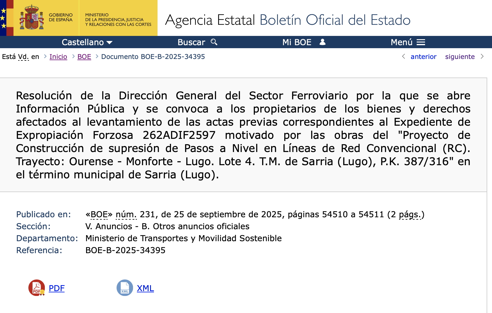 Expropiaciones en Sarria (Lugo)