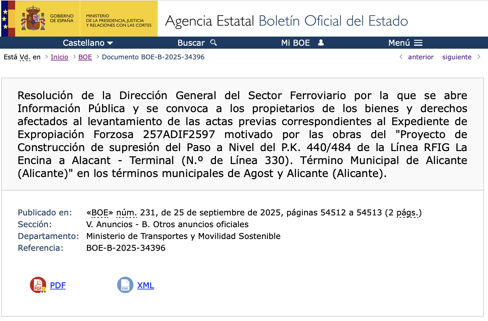Expropiaciones en Agost y Alicante (Alicante)