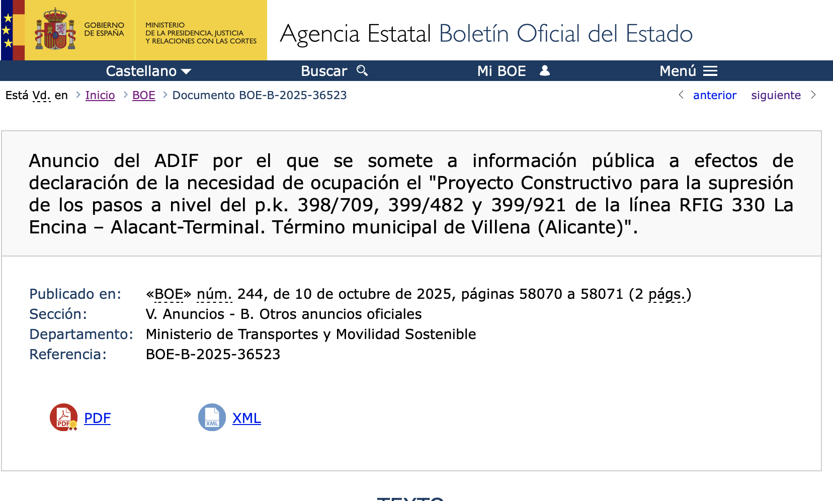 Expropiaciones en Villena (Alicante)