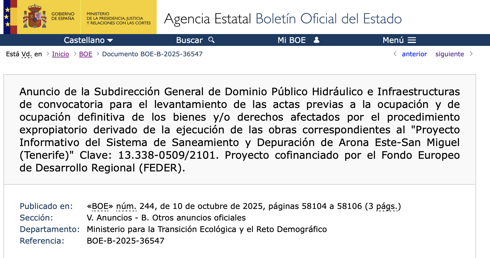 Expropiaciones en Arona (Tenerife)