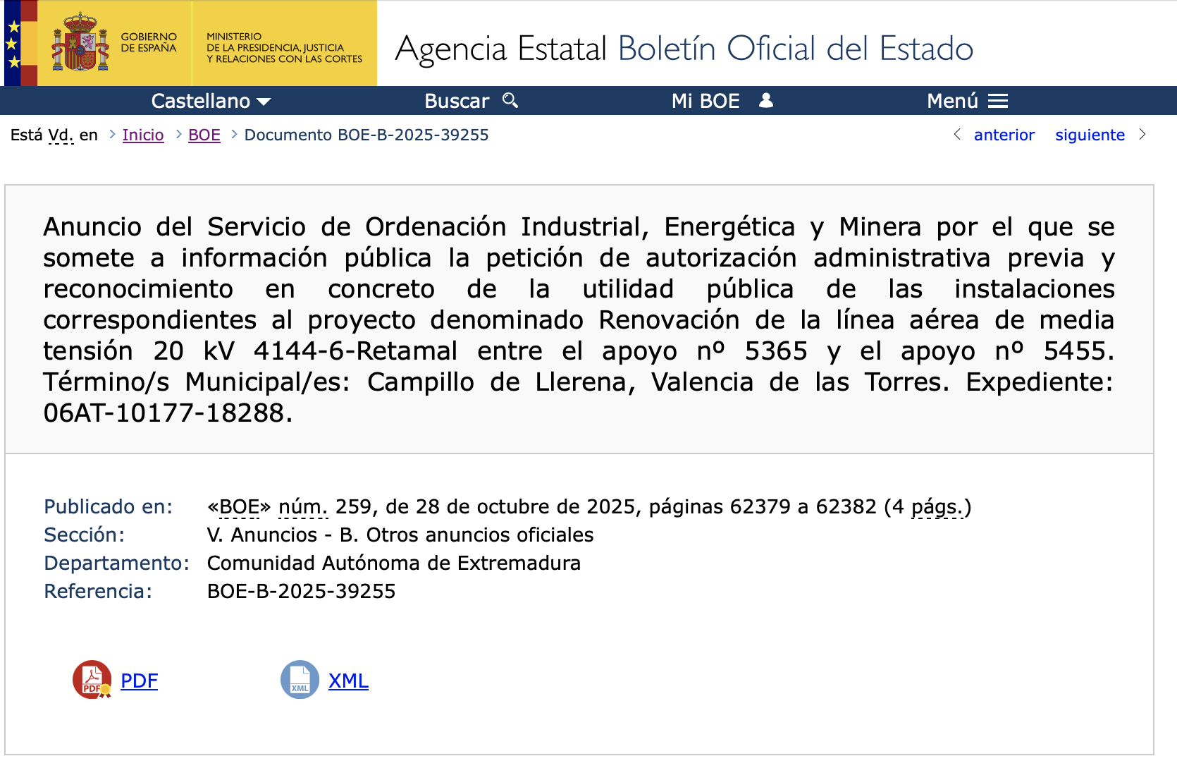 Expropiaciones en Campillo de Llerena y Valencia de las Torres