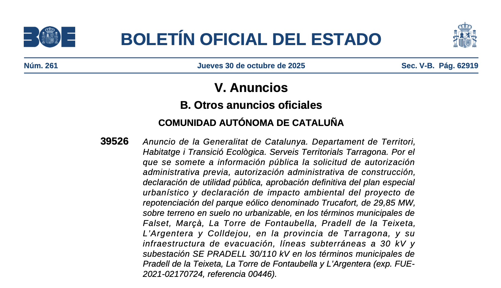 Expropiaciones en la provincia de Tarragona