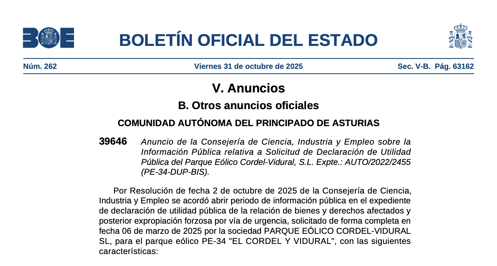 Expropiaciones en varios municipios de Asturias