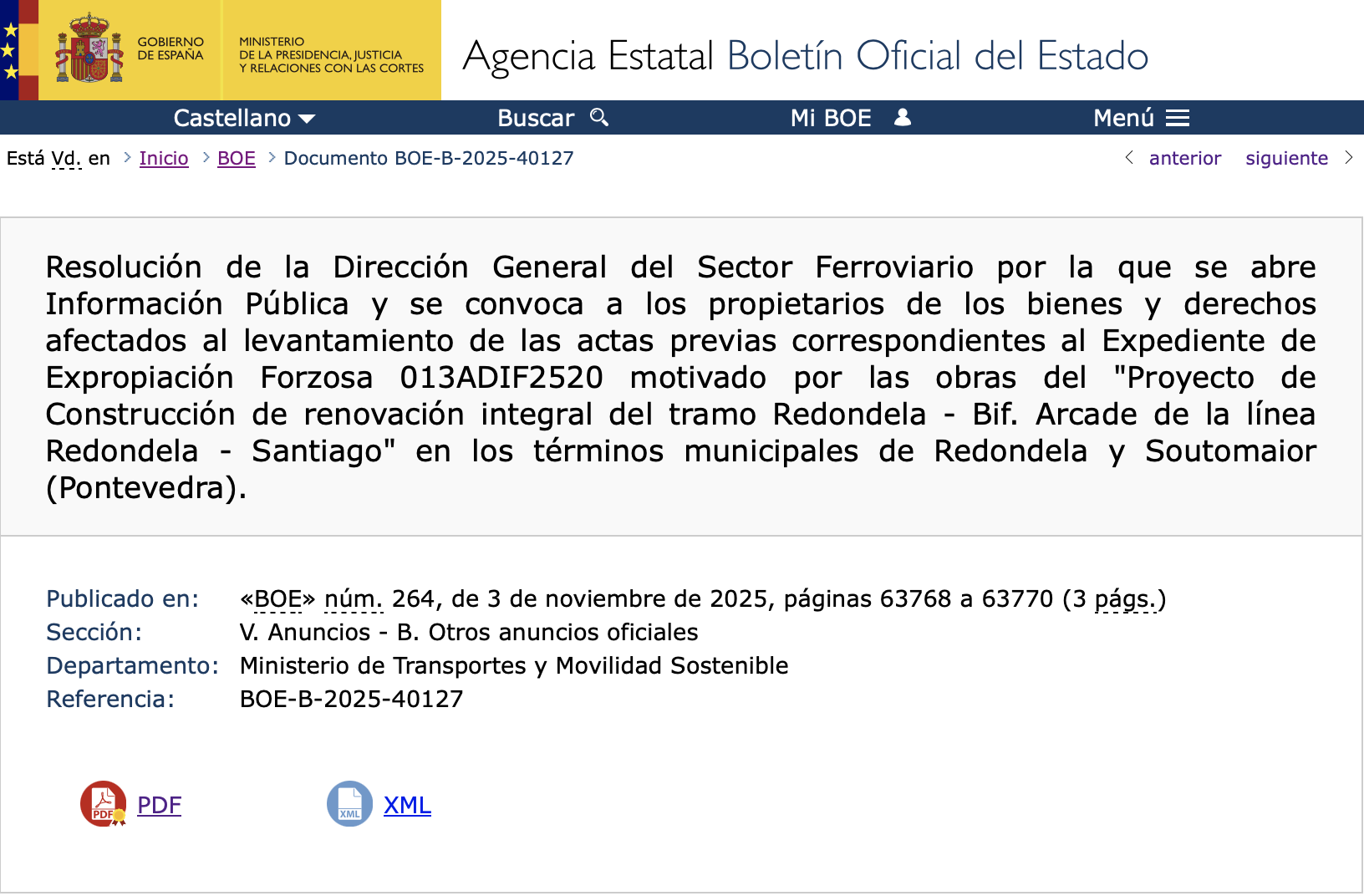 Expropiaciones en Redondela y Soutomaior (Pontevedra)