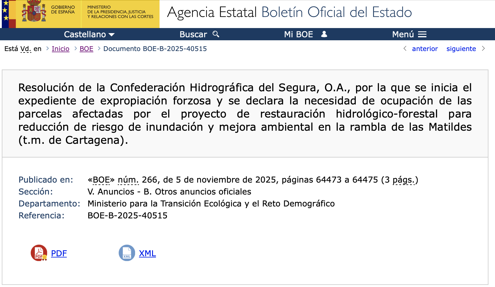 Expropiaciones en Cartagena (Murcia)