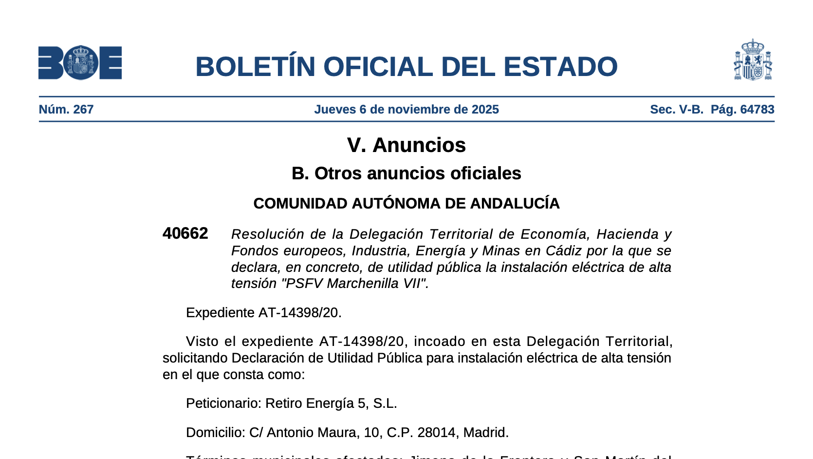 Expropiaciones en Jimena de la Frontera y San Martín del Tesorillo (Cádiz)