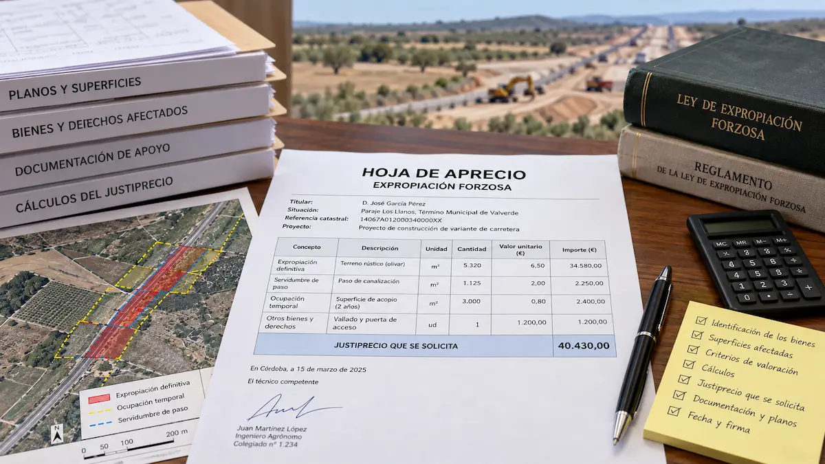 Hoja de aprecio en una expropiación forzosa: qué debe incluir y cómo prepararla